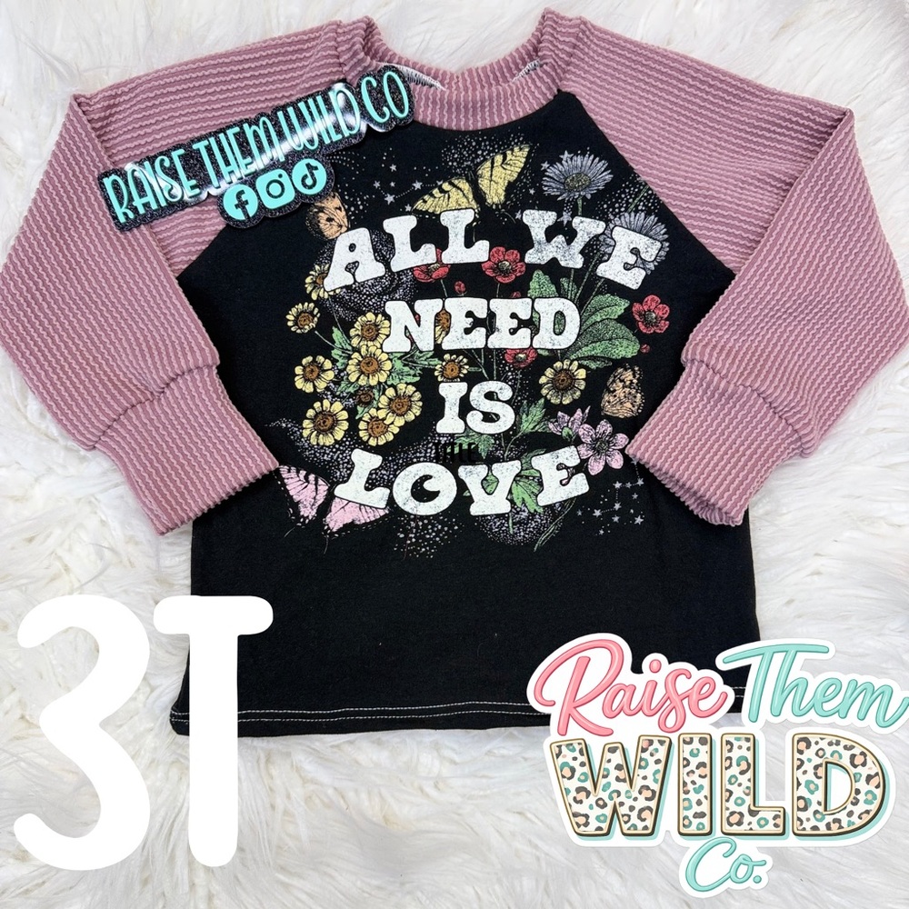 Upcycle handmade graphic  Kids long sleeve shirt